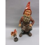 Johann Maresch, late 19th Century painted terracotta figure of a seated gnome (restored),