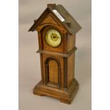 Late 19th Century Continental walnut and gilt decorated mantel clock with enamel dial and Arabic