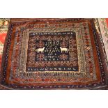 20th Century Belouch rug with a single panel design with text,