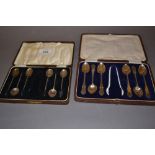 Two cased sets of silver,