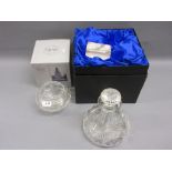 Cut glass ships decanter with stopper, boxed together with a Stuart crystal bowl,