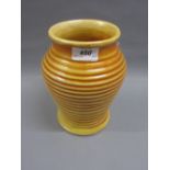 Moorcroft baluster form pottery bowl with orange and yellow ribbed decoration