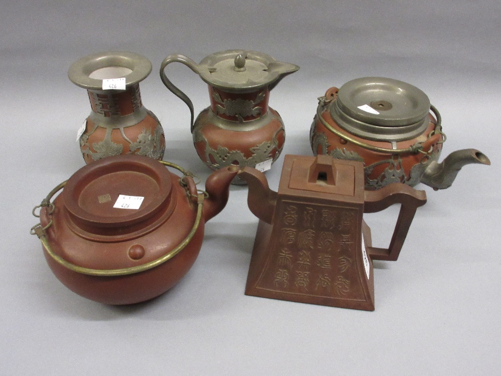 Two 19th Century Chinese terracotta teapots,