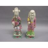 Two Chinese Canton pottery figures of immortals,