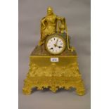 19th Century French ormolu and patinated bronze figural mantel clock,