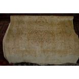 Small modern Turkish silk vase rug woven in pale shades (slight wear) CONDITION REPORT