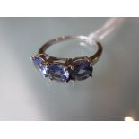 9ct White gold three stone tanzanite ring