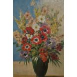 Walter Taylor, oil on board, still life vase of flowers, signed, 21ins x 14ins,