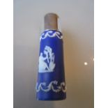 Silver mounted blue Jasperware perfume bottle