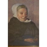 George Thomson, watercolour, portrait of a seated elderly lady, dated 1906, gilt framed,