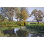 David Smith, oil on canvas, River Gipping near Needham Market, Suffolk, 20ins x 30ins,