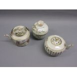 Two Chinese famille rose porcelain teapots with printed seal mark to bases together with a similar