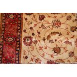 Beige ground Kashan design machine carpet, 2.