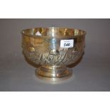 Early 20th Century embossed silver pedestal rose bowl,