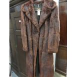 Ladies three quarter length mid brown fur coat by Calman Links,