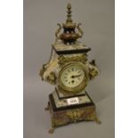 French marble and gilt brass mounted metal clock with a replacement dial and quartz movement