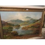 Prudence Turner, 20th Century oil on canvas, Highland loch scene with mountains,