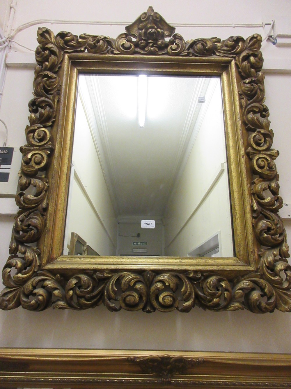 19th Century gilded oak rectangular wall mirror,