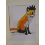 Michael Gehry, modern watercolour of a fox,