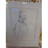 Unframed mounted pencil sketch of a gentleman, bearing monogram and dated '96, 13ins x 10ins,