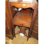 George III mahogany washstand with a square moulded top above a single drawer and crossover