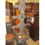 Late 19th / early 20th Century oak hall stand having carved mirrored back and glove box with hinged