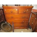 Victorian walnut straight front chest of two short and three long drawers with knob handles on a