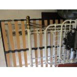 Reproduction Victorian style painted metal and brass mounted double bedstead