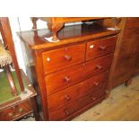 Victorian mahogany straight front chest of two short and three long drawers with knob handles above