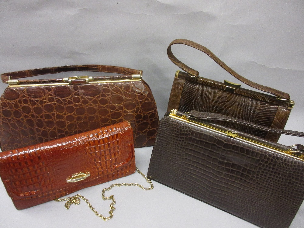 Group of four ladies vintage leather handbags