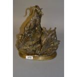 After Jules Moignier, a reproduction bronze group of two mountain goats, bearing signature,