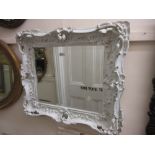 Rectangular white painted swept composition bevelled edge wall mirror CONDITION REPORT