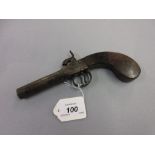 Antique percussion cap pocket pistol with screw off barrel