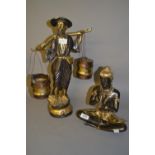 Modern brass and silvered brass figure of seated Buddha,