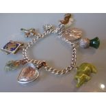 Charm bracelet with various charms