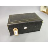19th Century leather jewellery box / manicure set