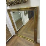 Large reproduction rectangular gilt moulded bevelled edge hanging wall mirror