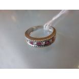 9ct White gold ruby and diamond half eternity ring