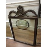 20th Century rectangular gilt composition wall mirror with swag surmount