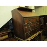 18th Century walnut and herringbone crossbanded bureau,