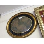 Pair of 19th Century oval gilt framed stipple engravings, classical scenes,