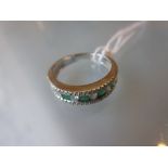 9ct White gold emerald and diamond set half eternity ring