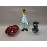 Murano glass decanter in the form of a clown,