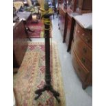 Mahogany fluted column standard lamp with tripod support and claw feet