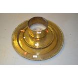 Benares brass jardiniere and two similar circular trays