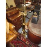 Good quality heavy brass 19th / early 20th Century standard lamp on three supports with heavy cast
