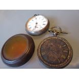 19th Century English silver cased key wind pocket watch together with a Continental pocket watch