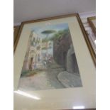 Y. Gianni, watercolour and gouache, an Italian street scene, signed, 18.5ins x 11.