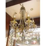 Fine quality 19th Century French ormolu and glass mounted six light chandelier adapted for use with