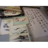 Quantity of various Chinese scroll paintings and related ephemera